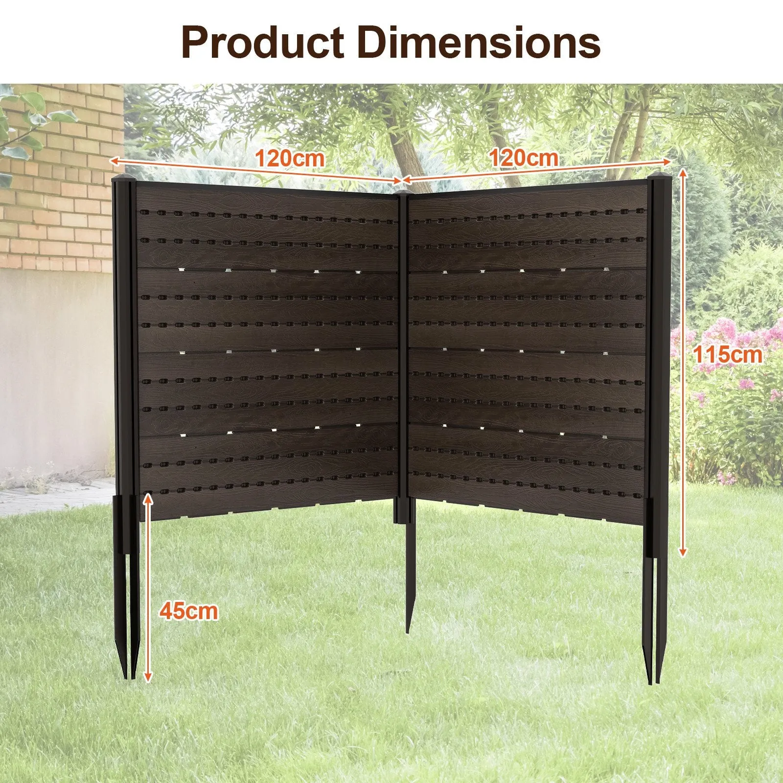 Outdoor Privacy Fence Screen with 5 Ground Stakes for Garden Yard Patio-Brown
