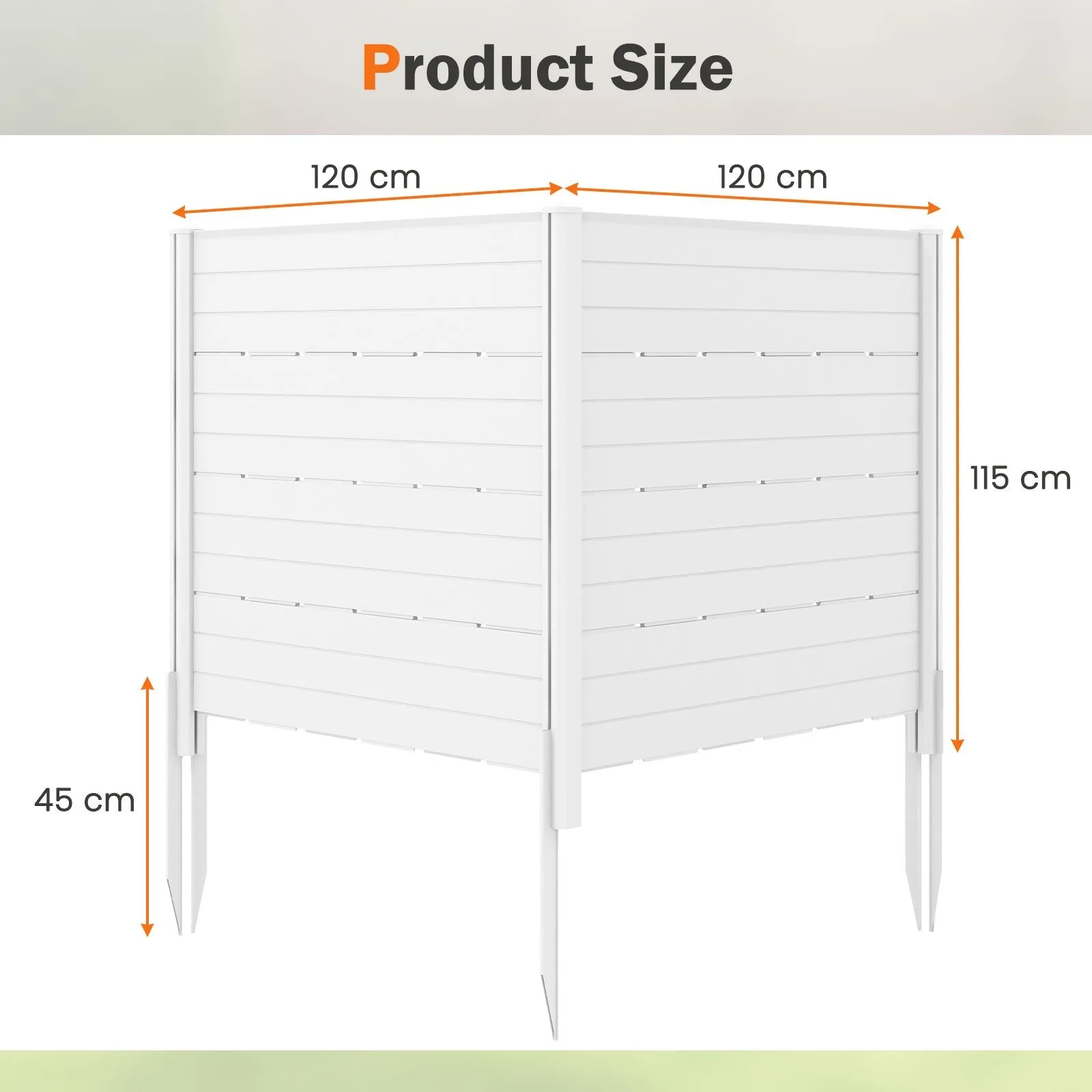 Outdoor Privacy Fence Screen with 5 Ground Stakes for Garden Yard Patio-White