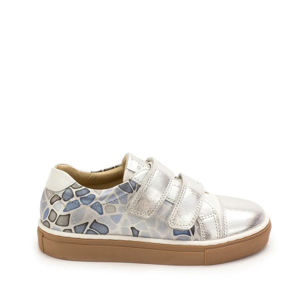 Petasil Jasmine 5995 Girls Silver Leather Touch Fastening Shoes