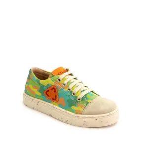Petasil Tyler 5994 Boys Green Camo Textile Vegan Lace Up Trainers
