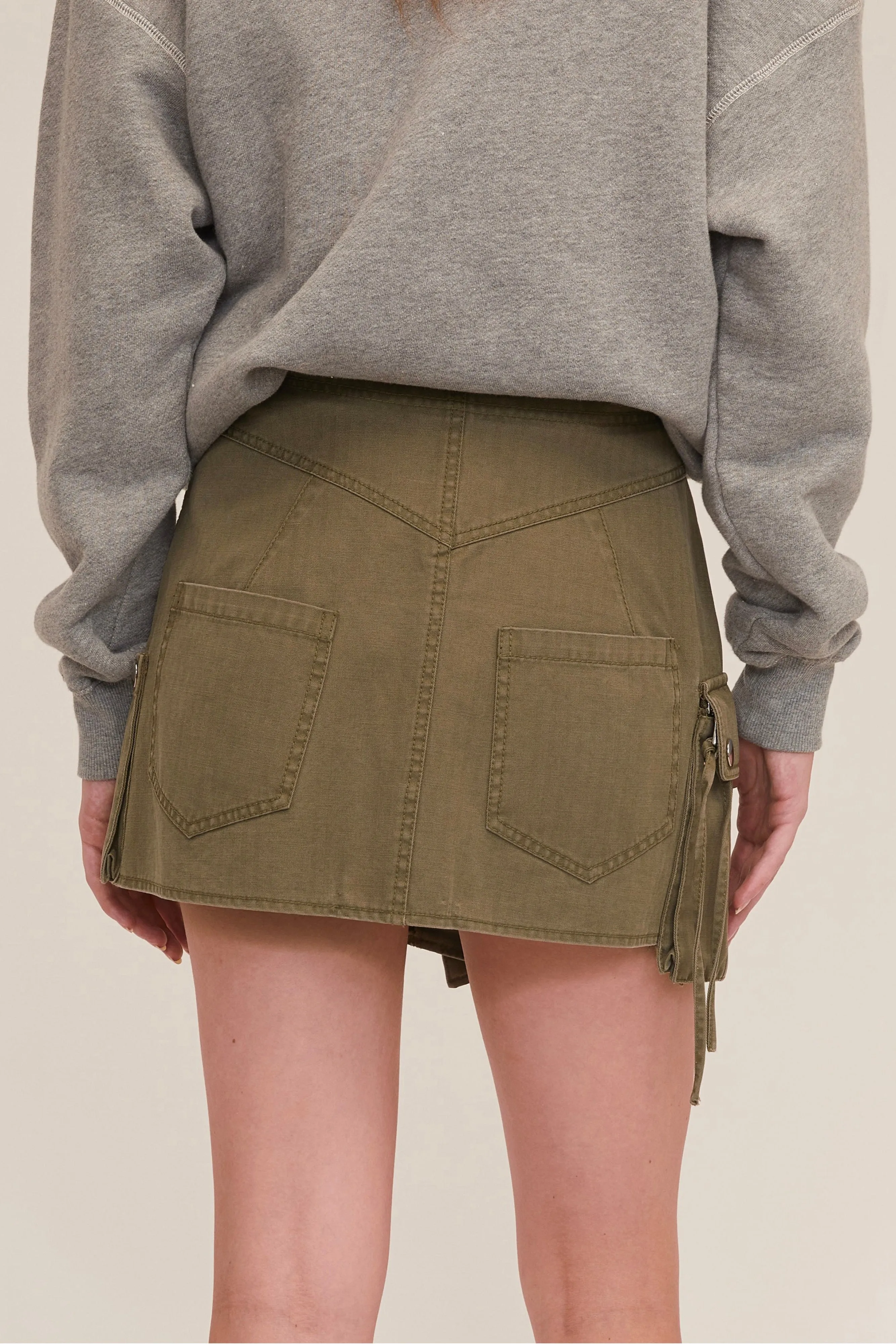 Rava Washed Canvas Cargo Mini Skirt
