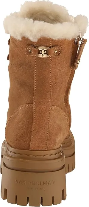 Sam Edelman Kyler Golden Caramel Lace Up Rounded Toe Chunky Sole Ankle Boots