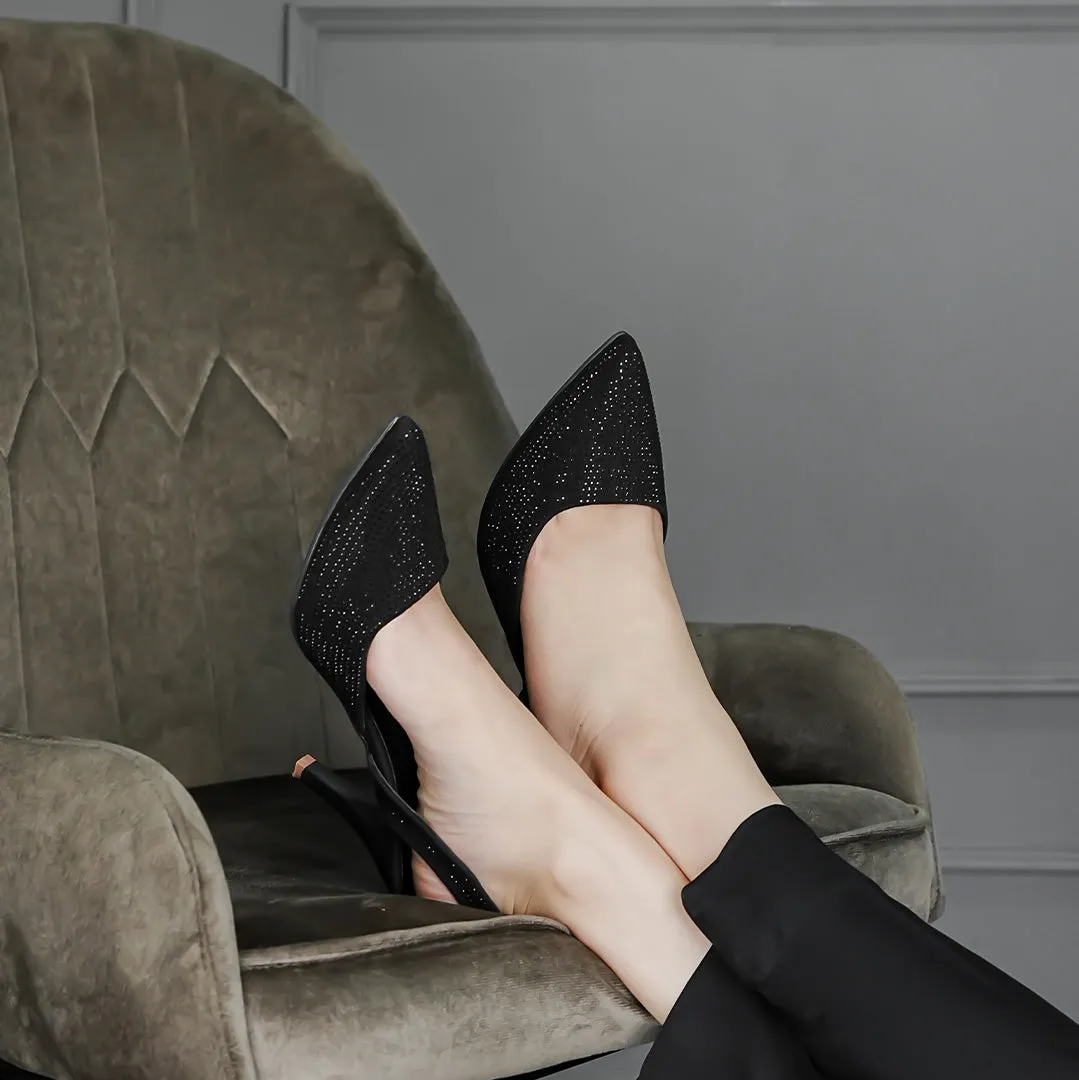 Showstopper Sling Back Heels Black