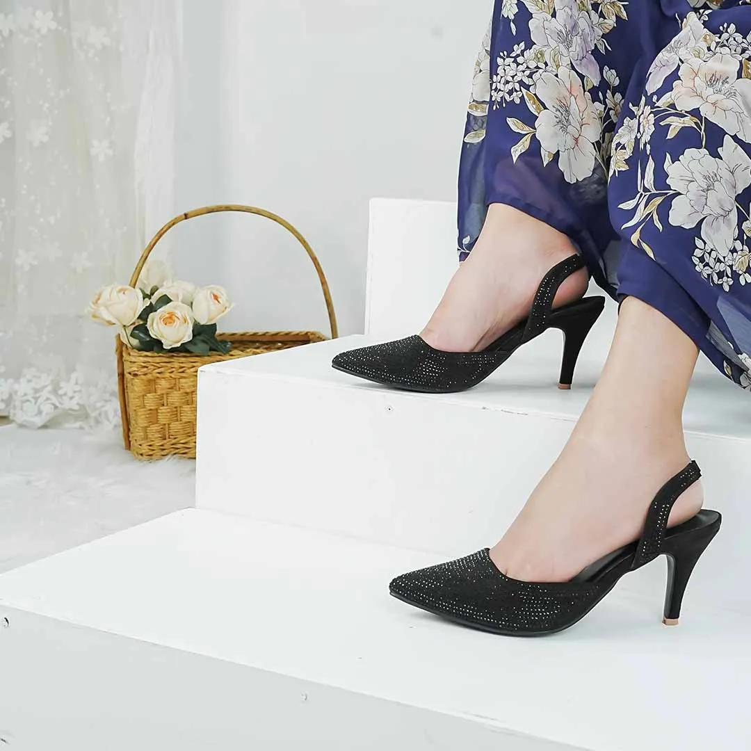Showstopper Sling Back Heels Black