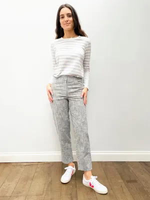 SLF Standard LS Striped Tee in Arctic Ice, White