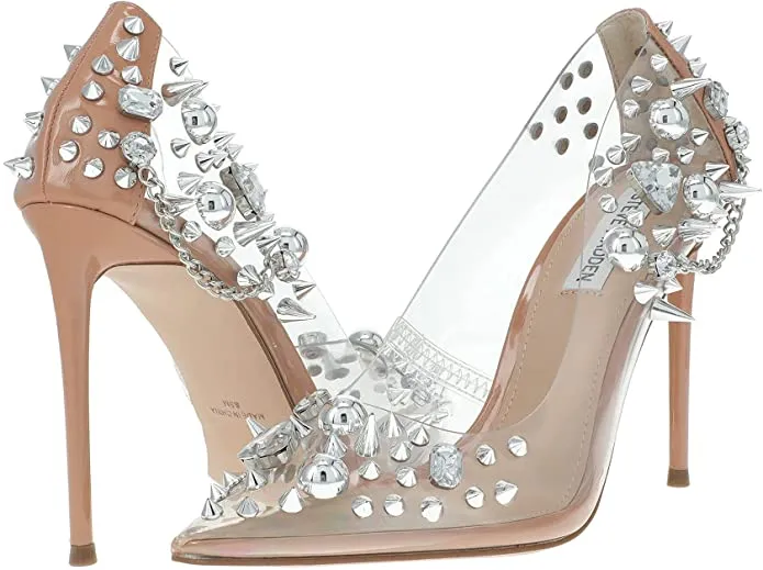 Steve Madden Vala Clear Embellished Metallic Stiletto Heel Pump Clear Embellished