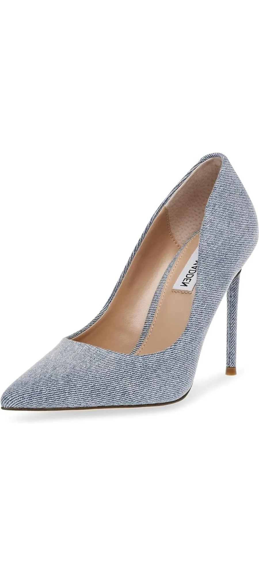 Steve Madden Vala Light Denim Fashion High Heeled Pointed Toe Stiletto Pumps