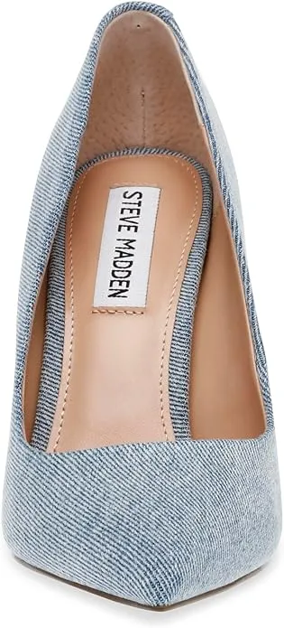 Steve Madden Vala Light Denim Fashion High Heeled Pointed Toe Stiletto Pumps