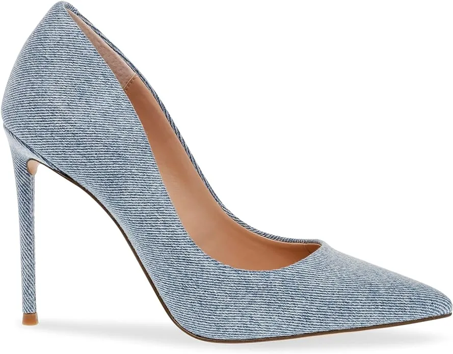 Steve Madden Vala Light Denim Fashion High Heeled Pointed Toe Stiletto Pumps