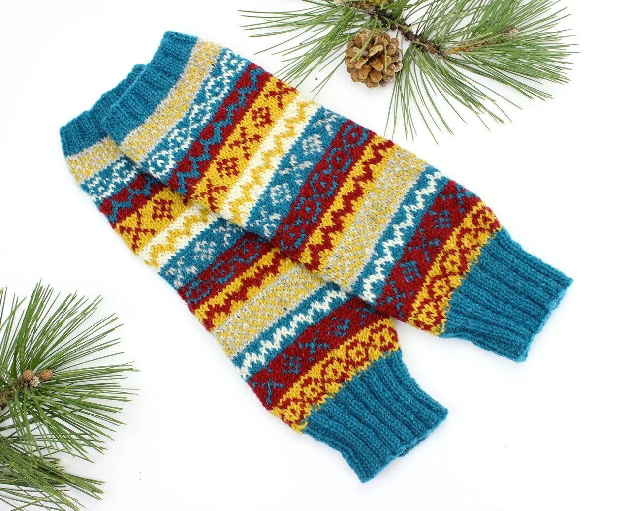 Turquoise/Multi Wool Legwarmers