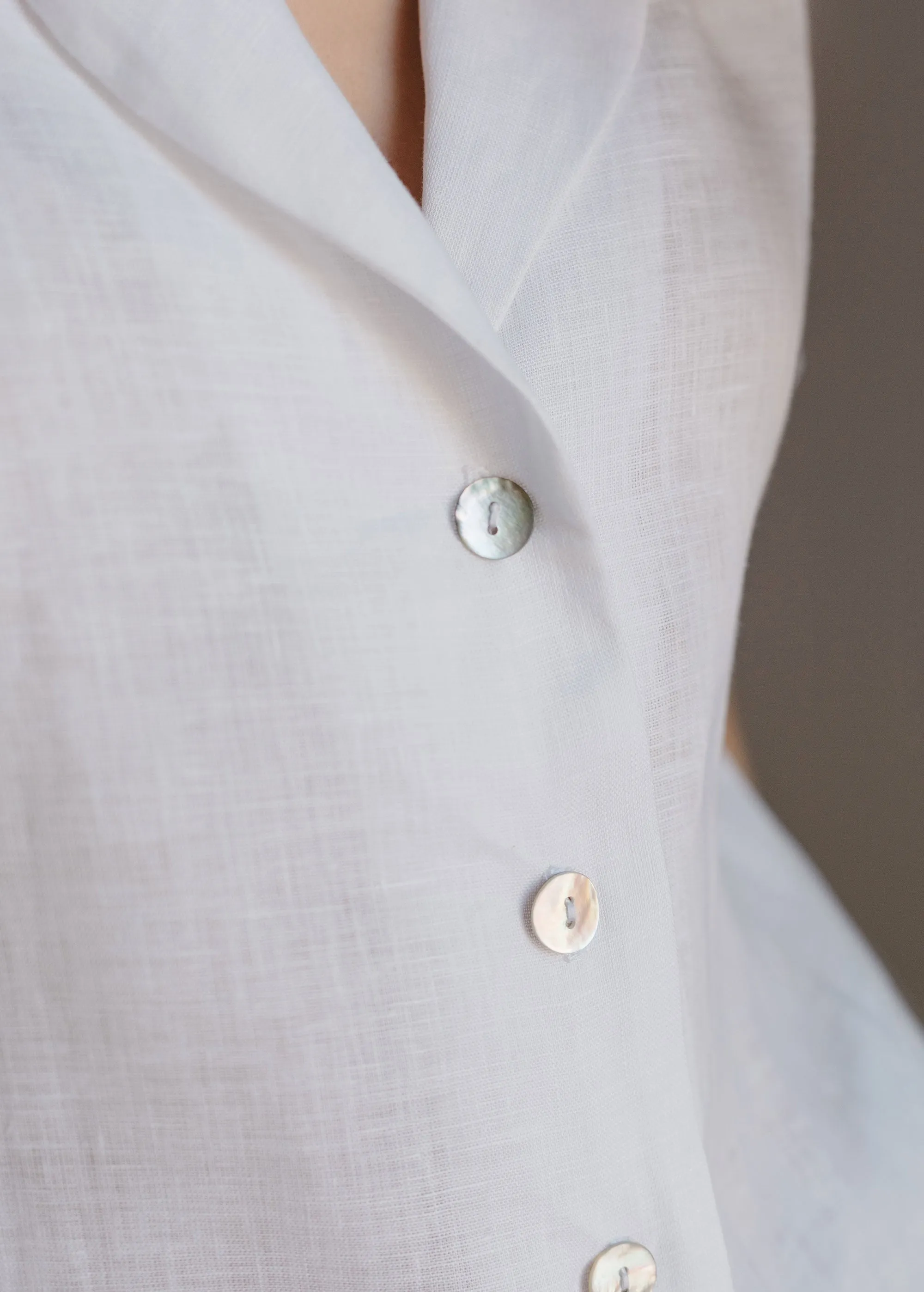 White Linen Short Sleeve Shirt